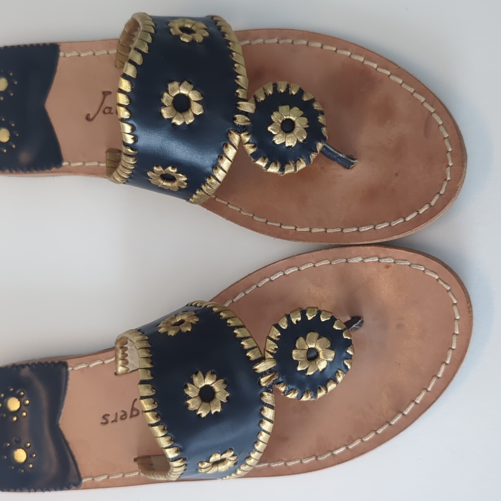 Jack Rogers Nantucket Gold Sandal in Midnight and Gold Navy Gold size 9 - Picture 11 of 14